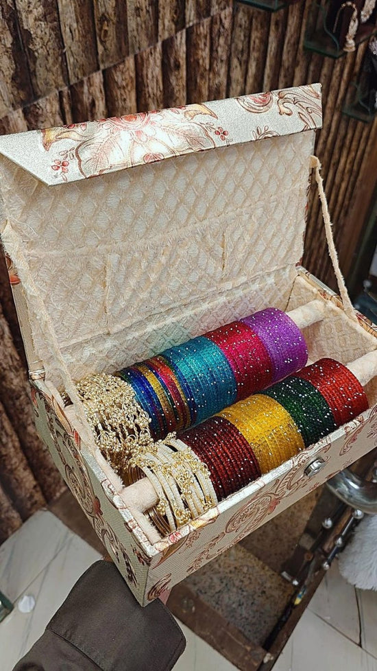 Amrah Wholesale Rain Glass Kashmiri Ghungroo Bangles Set 2 Glass Moti Stones Imitation Jewellery
