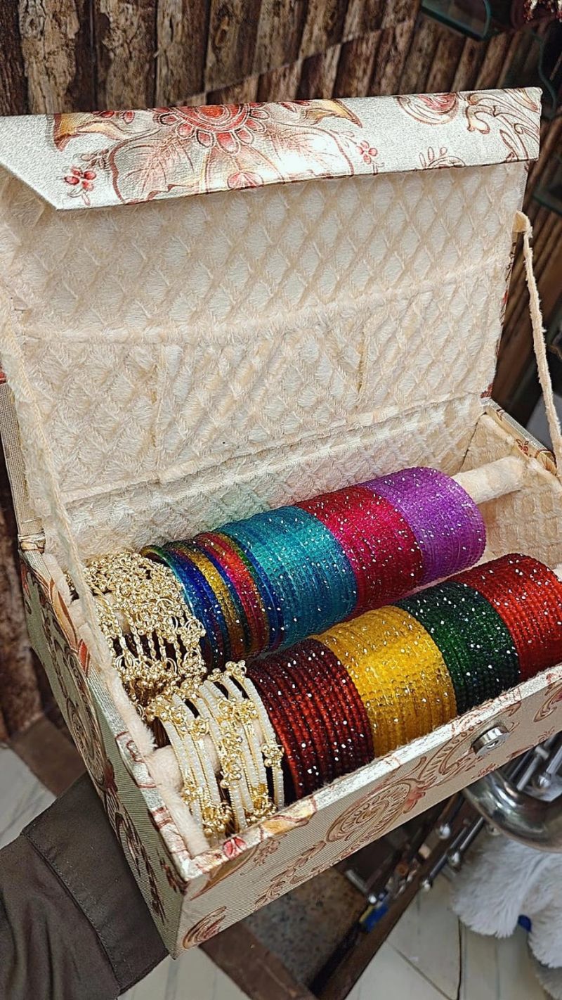 Amrah Wholesale Rain Glass Kashmiri Ghungroo Bangles Set 2 Glass Moti Stones Imitation Jewellery