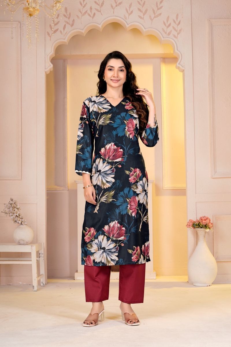 Amrah Wholesale Rd 101 Muslin Floral Digital Printed Kurti With Bottom ...