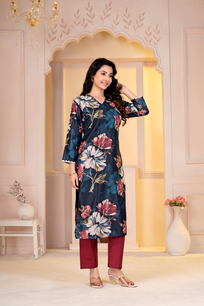 Amrah Wholesale Rd 101 Muslin Floral Digital Printed Kurti With Bottom Set