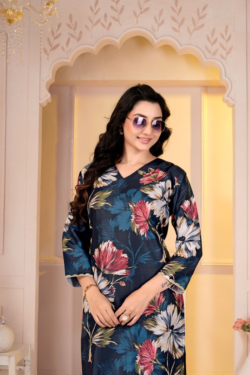 Amrah Wholesale Rd 101 Muslin Floral Digital Printed Kurti With Bottom Set