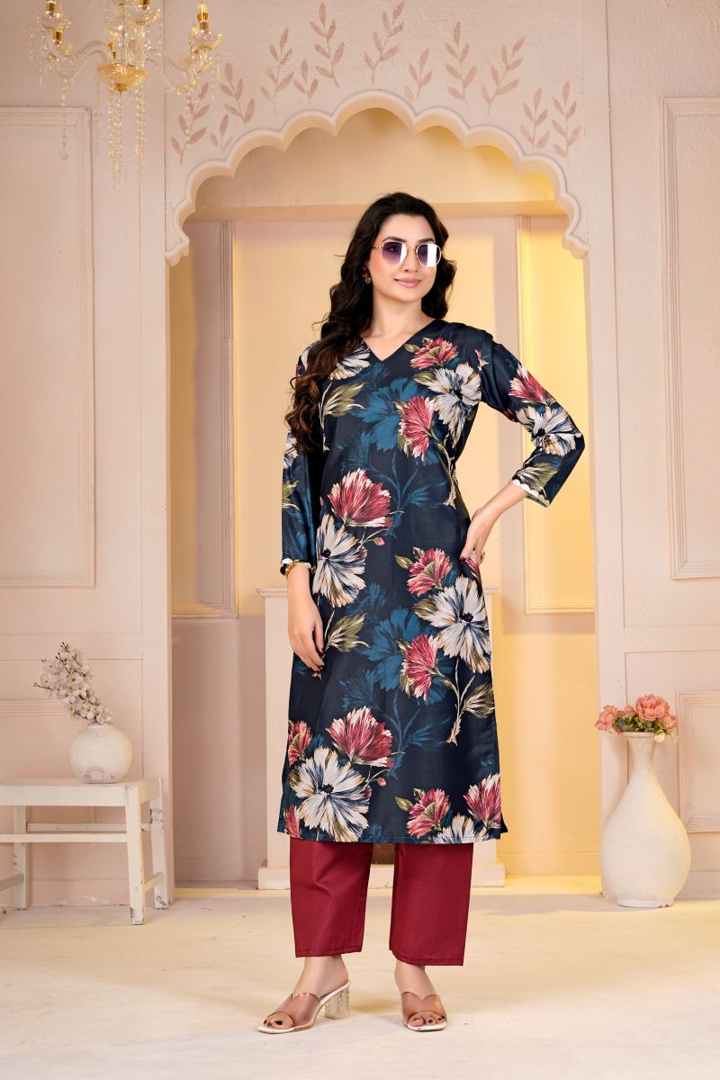 Amrah Wholesale Rd 101 Muslin Floral Digital Printed Kurti With Bottom Set