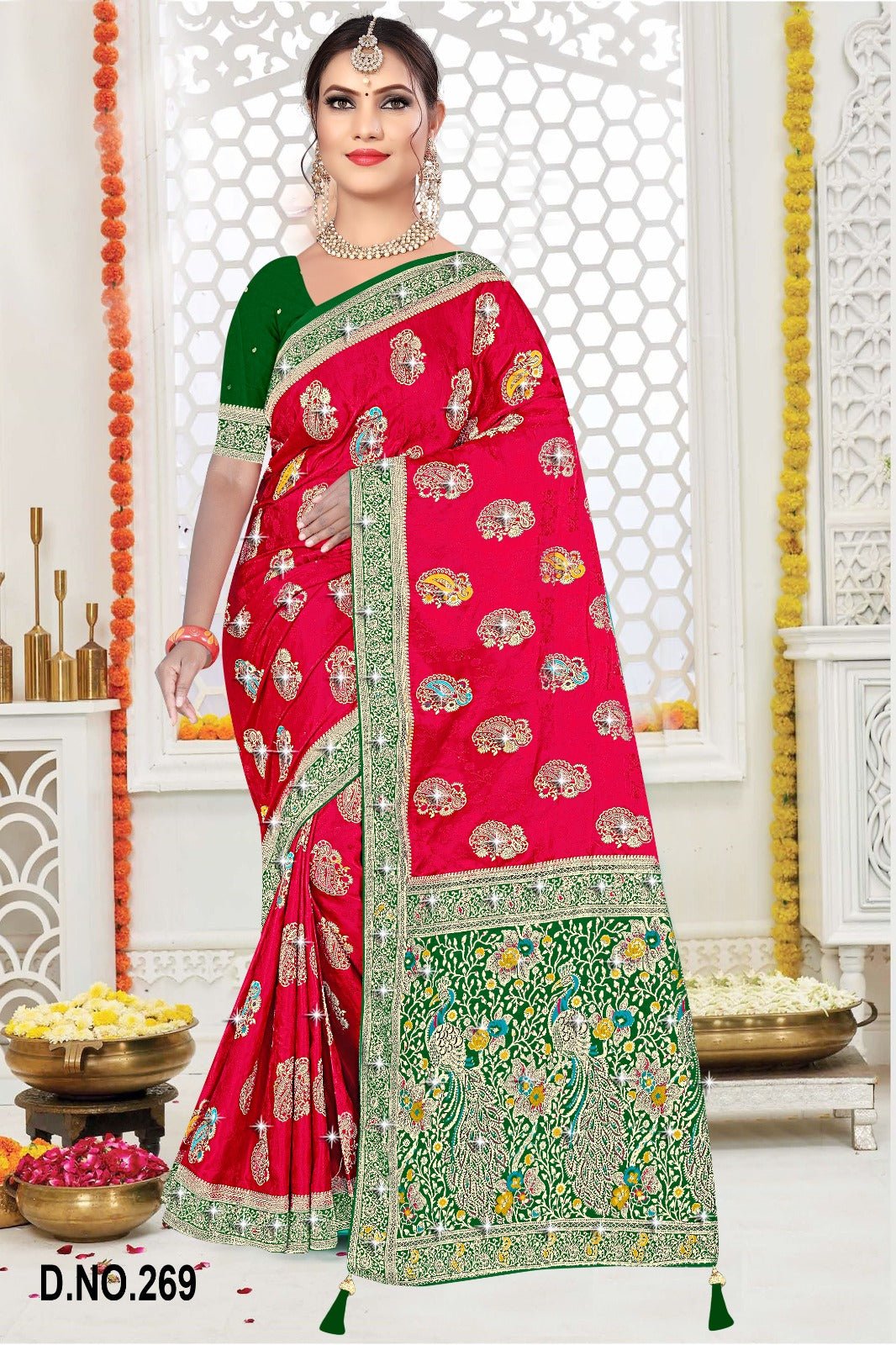 Amrah Wholesale Reva Kasturi Nylone Sattin Swaroski Vol 2 Satin Contrast Pallu Saree - Amrah Wholesale