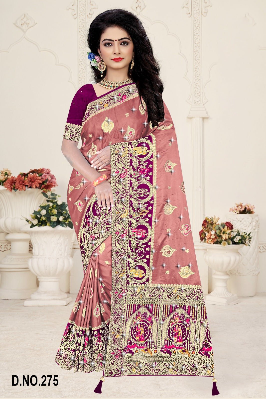 Amrah Wholesale Reva Panghat Nylone Sattin Swaroski Vol 1 Satin Saree - Amrah Wholesale