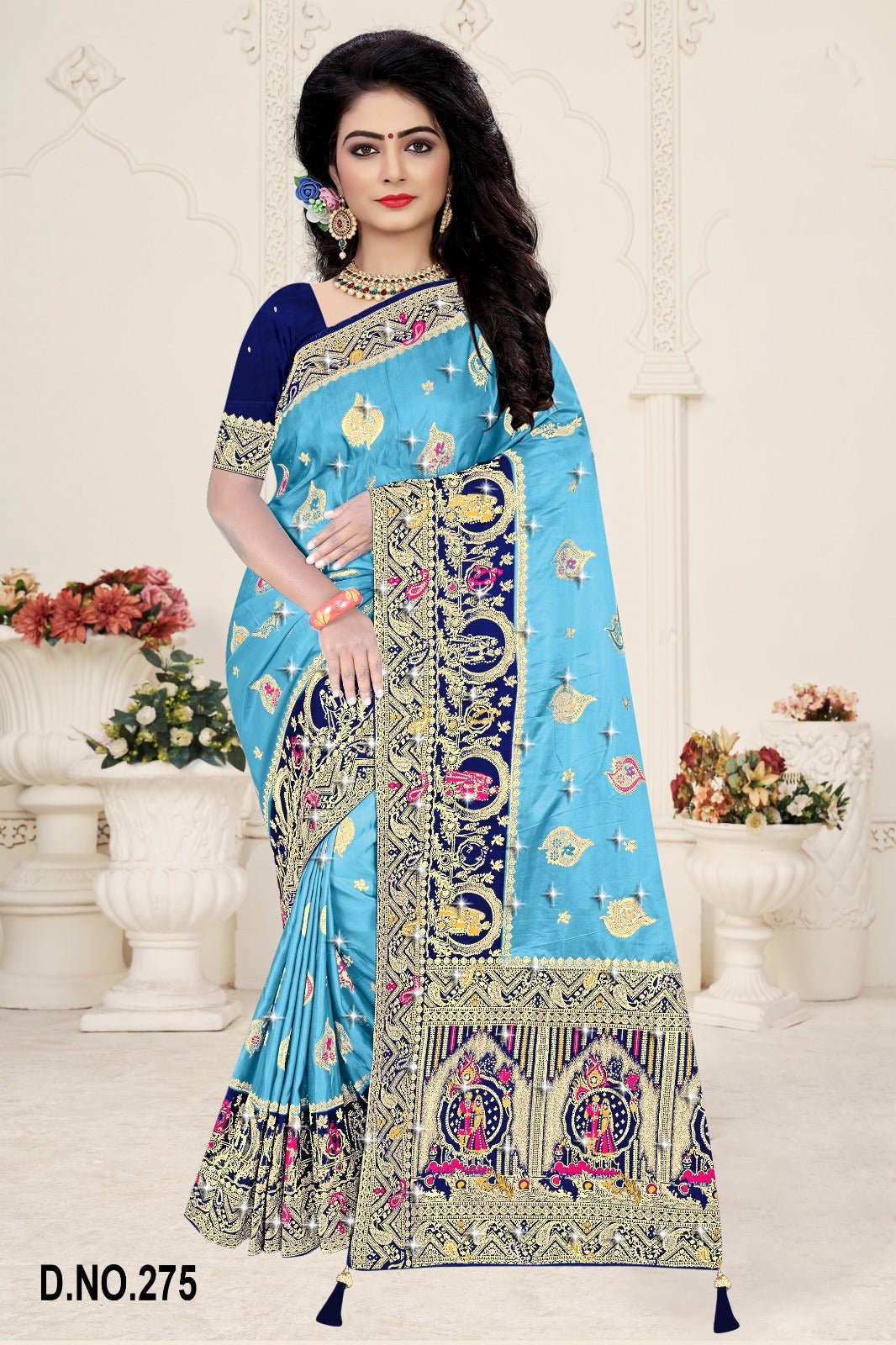 Amrah Wholesale Reva Panghat Nylone Sattin Swaroski Vol 1 Satin Saree - Amrah Wholesale