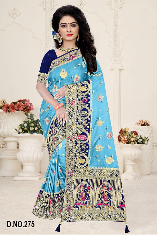 Amrah Wholesale Reva Panghat Nylone Sattin Swaroski Vol 1 Satin Saree - Amrah Wholesale