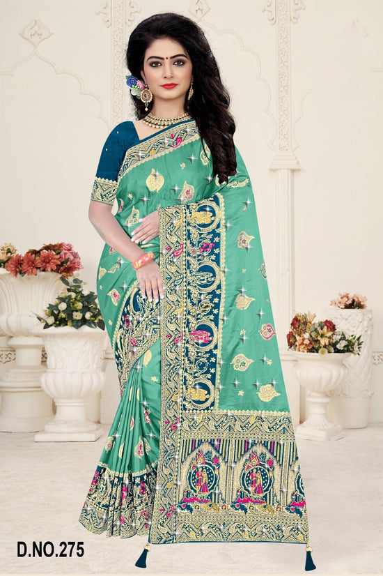 Amrah Wholesale Reva Panghat Nylone Sattin Swaroski Vol 1 Satin Saree - Amrah Wholesale