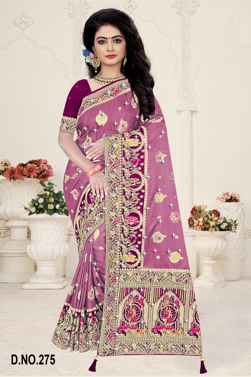 Amrah Wholesale Reva Panghat Nylone Sattin Swaroski Vol 1 Satin Saree - Amrah Wholesale