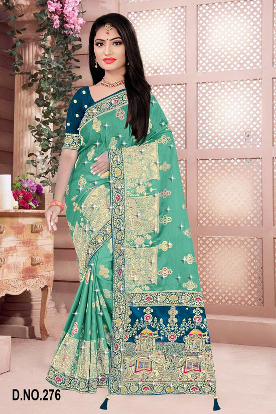 Amrah Wholesale Reva Panghat Nylone Sattin Swaroski Vol 2 Satin Saree - Amrah Wholesale