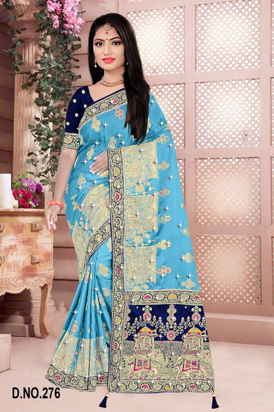 Amrah Wholesale Reva Panghat Nylone Sattin Swaroski Vol 2 Satin Saree - Amrah Wholesale