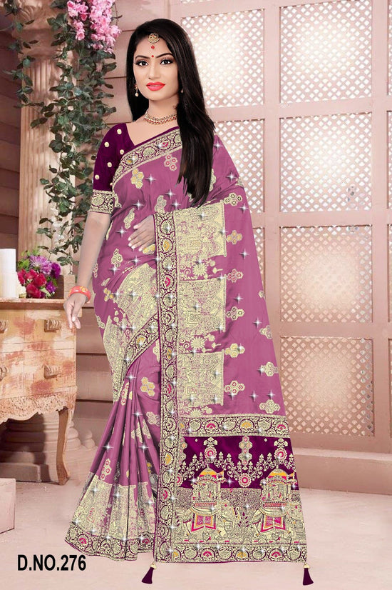 Amrah Wholesale Reva Panghat Nylone Sattin Swaroski Vol 2 Satin Saree - Amrah Wholesale