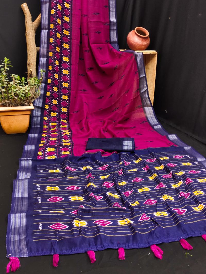 Amrah Wholesale Rockstar Vol 1 Cotton Ikkat Printed Zari Border Saree - Amrah Wholesale