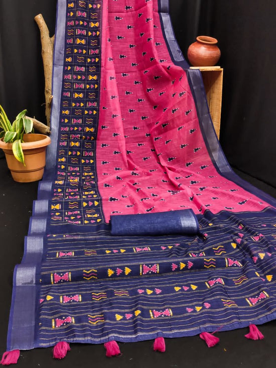 Amrah Wholesale Rockstar Vol 1 Cotton Ikkat Printed Zari Border Saree - Amrah Wholesale