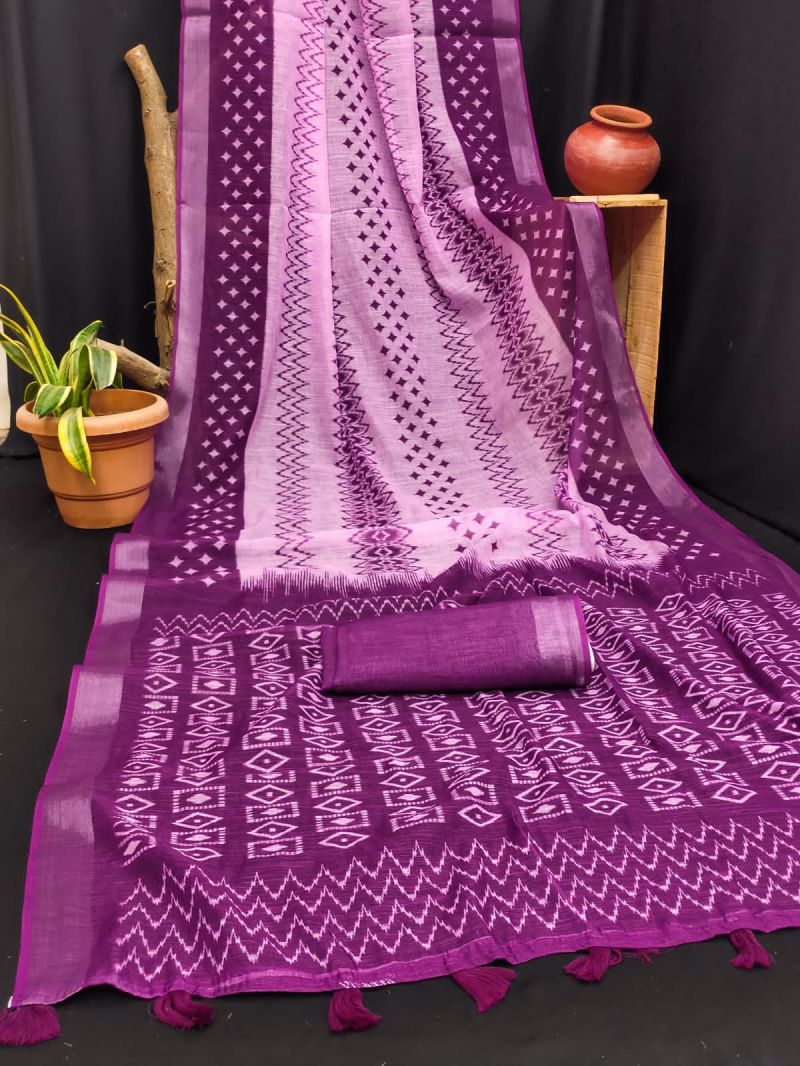 Amrah Wholesale Rockstar Vol 1 Cotton Ikkat Printed Zari Border Saree - Amrah Wholesale
