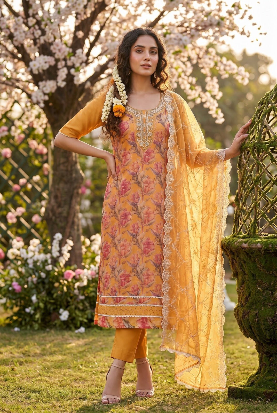 Amrah Wholesale Roohaa Vol 22 Organza Kurti Pant Dupatta Set - Amrah Wholesale