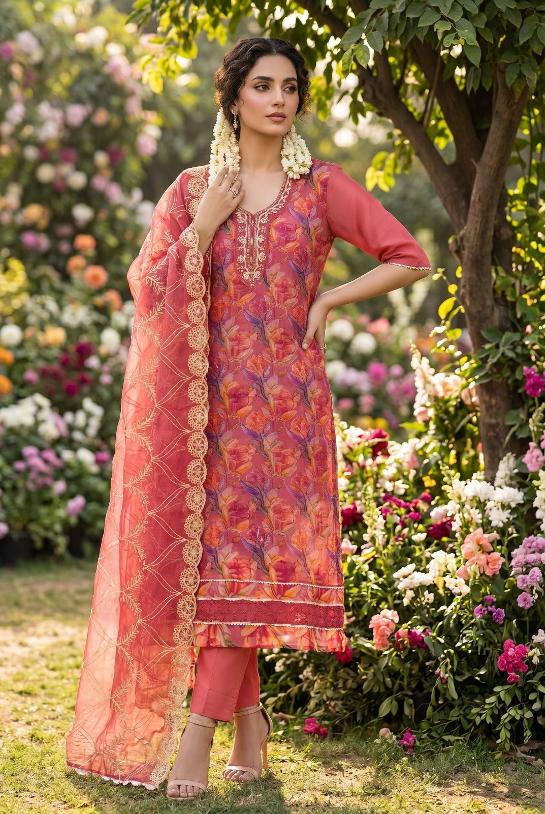 Amrah Wholesale Roohaa Vol 22 Organza Kurti Pant Dupatta Set - Amrah Wholesale