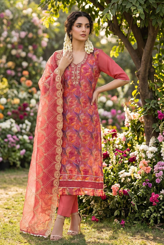 Amrah Wholesale Roohaa Vol 22 Organza Kurti Pant Dupatta Set - Amrah Wholesale
