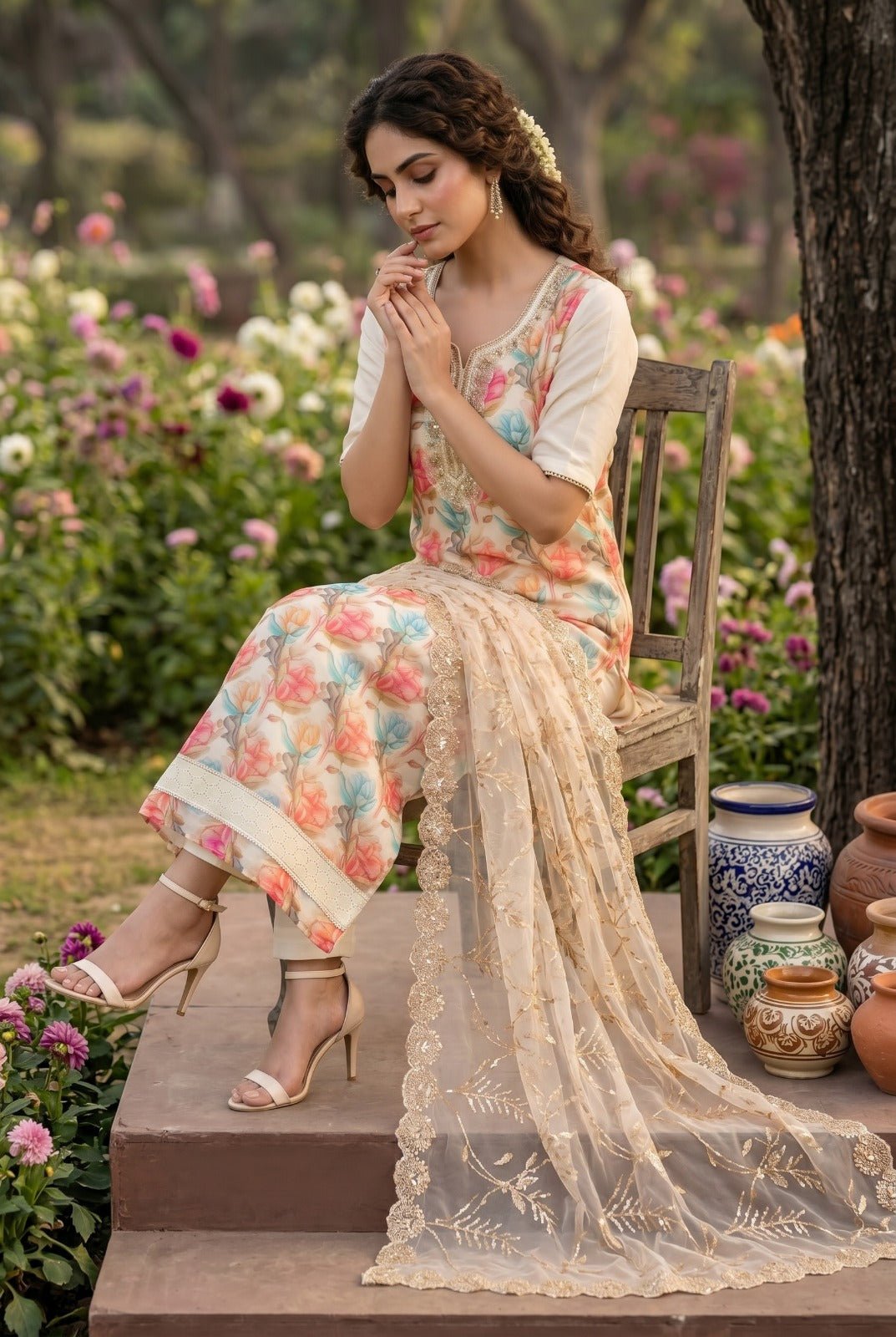 Amrah Wholesale Roohaa Vol 22 Organza Kurti Pant Dupatta Set - Amrah Wholesale