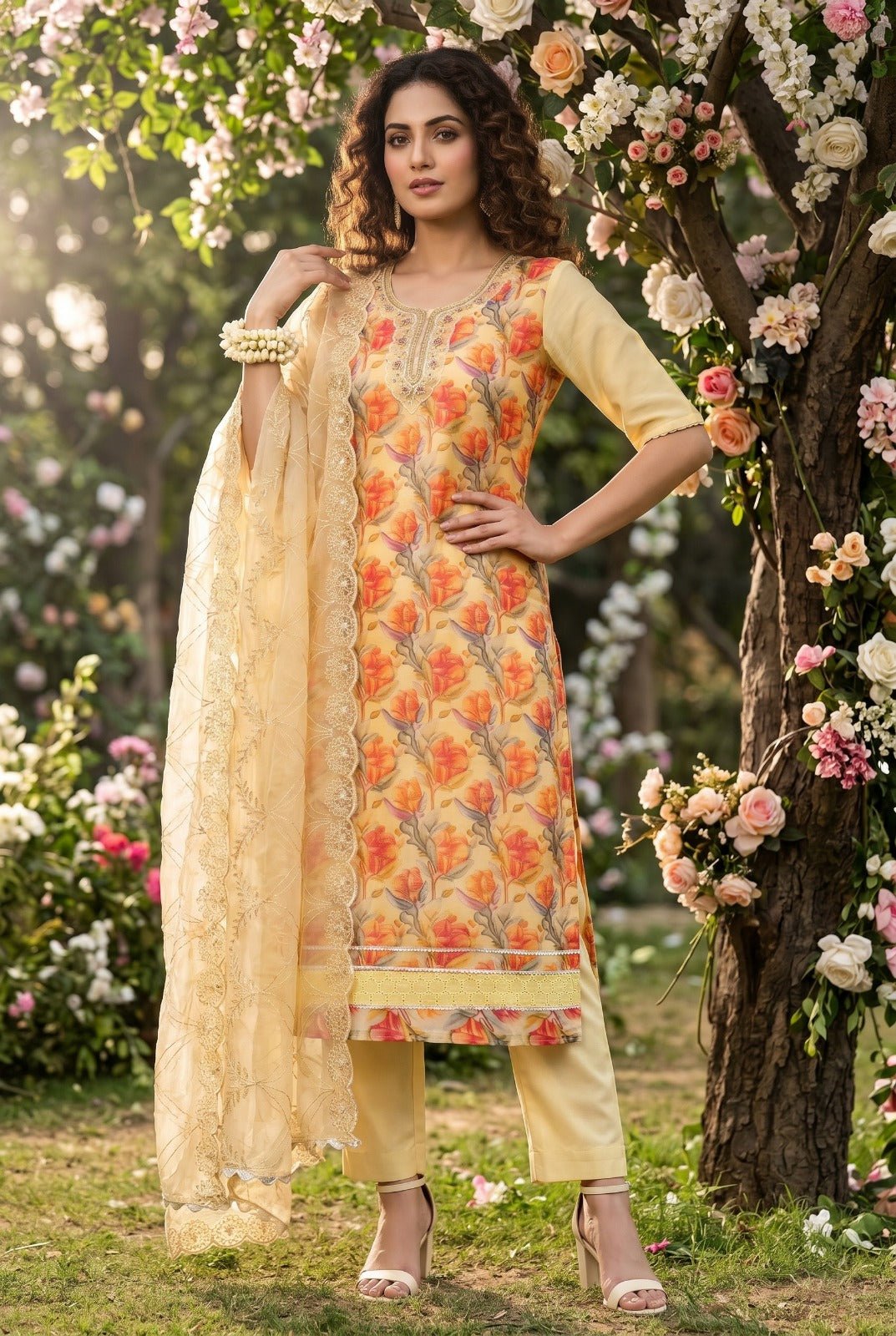 Amrah Wholesale Roohaa Vol 22 Organza Kurti Pant Dupatta Set - Amrah Wholesale