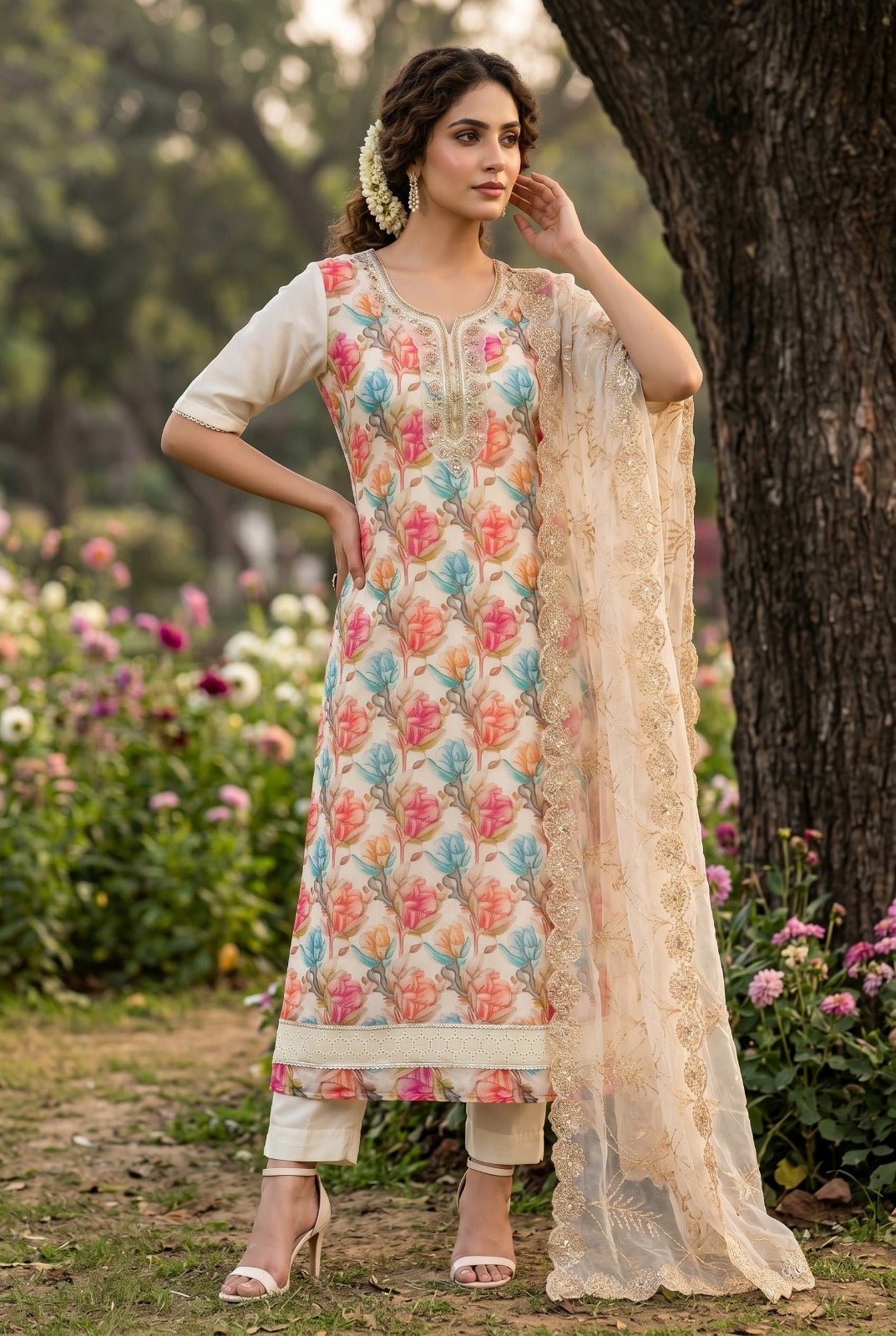 Amrah Wholesale Roohaa Vol 22 Organza Kurti Pant Dupatta Set - Amrah Wholesale
