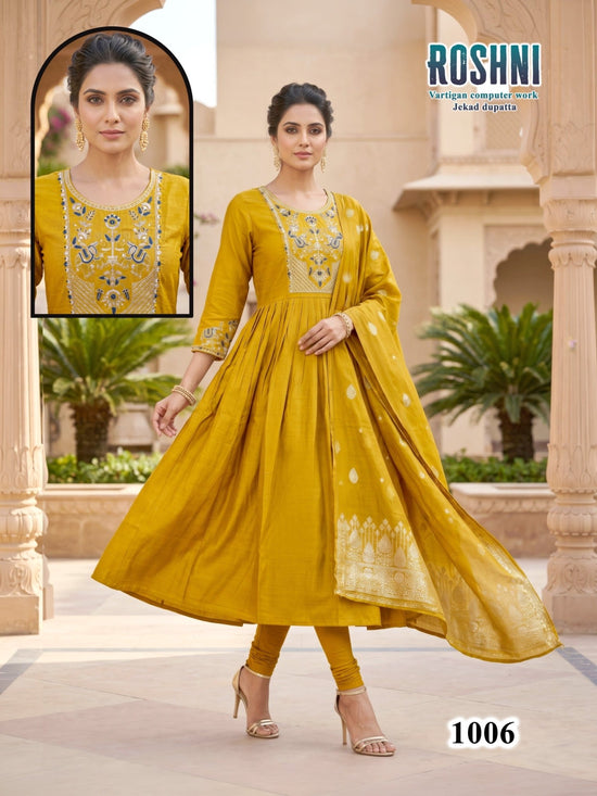 Amrah Wholesale Roshni D No 1001 To 08 Vatican Kurti Pant Dupatta Set - Amrah Wholesale