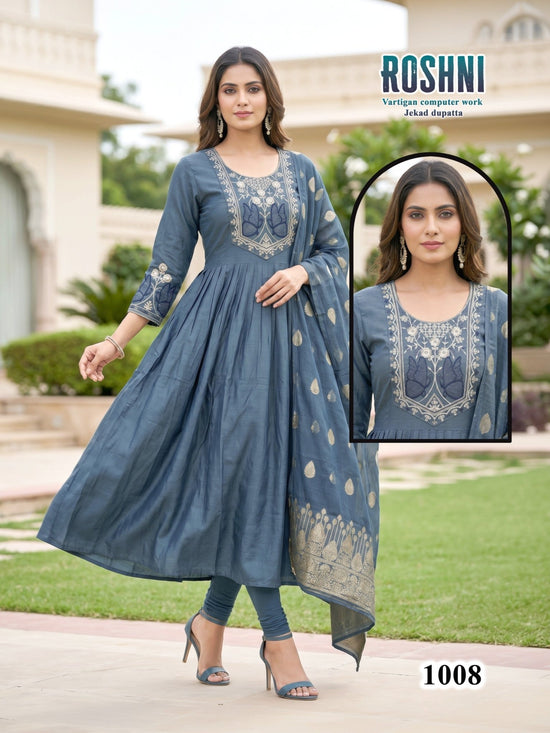 Amrah Wholesale Roshni D No 1001 To 08 Vatican Kurti Pant Dupatta Set - Amrah Wholesale