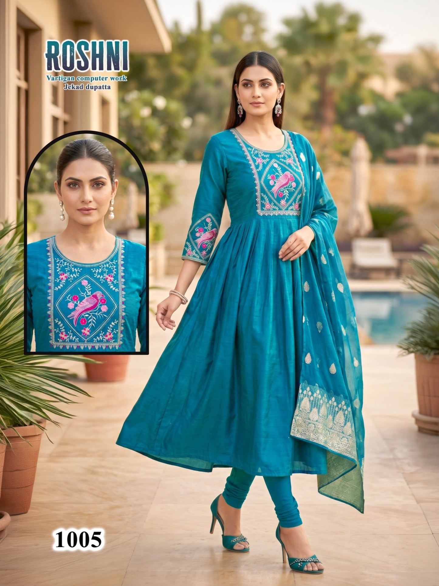 Amrah Wholesale Roshni D No 1001 To 08 Vatican Kurti Pant Dupatta Set - Amrah Wholesale