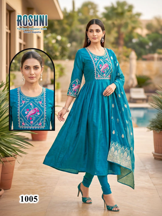 Amrah Wholesale Roshni D No 1001 To 08 Vatican Kurti Pant Dupatta Set - Amrah Wholesale