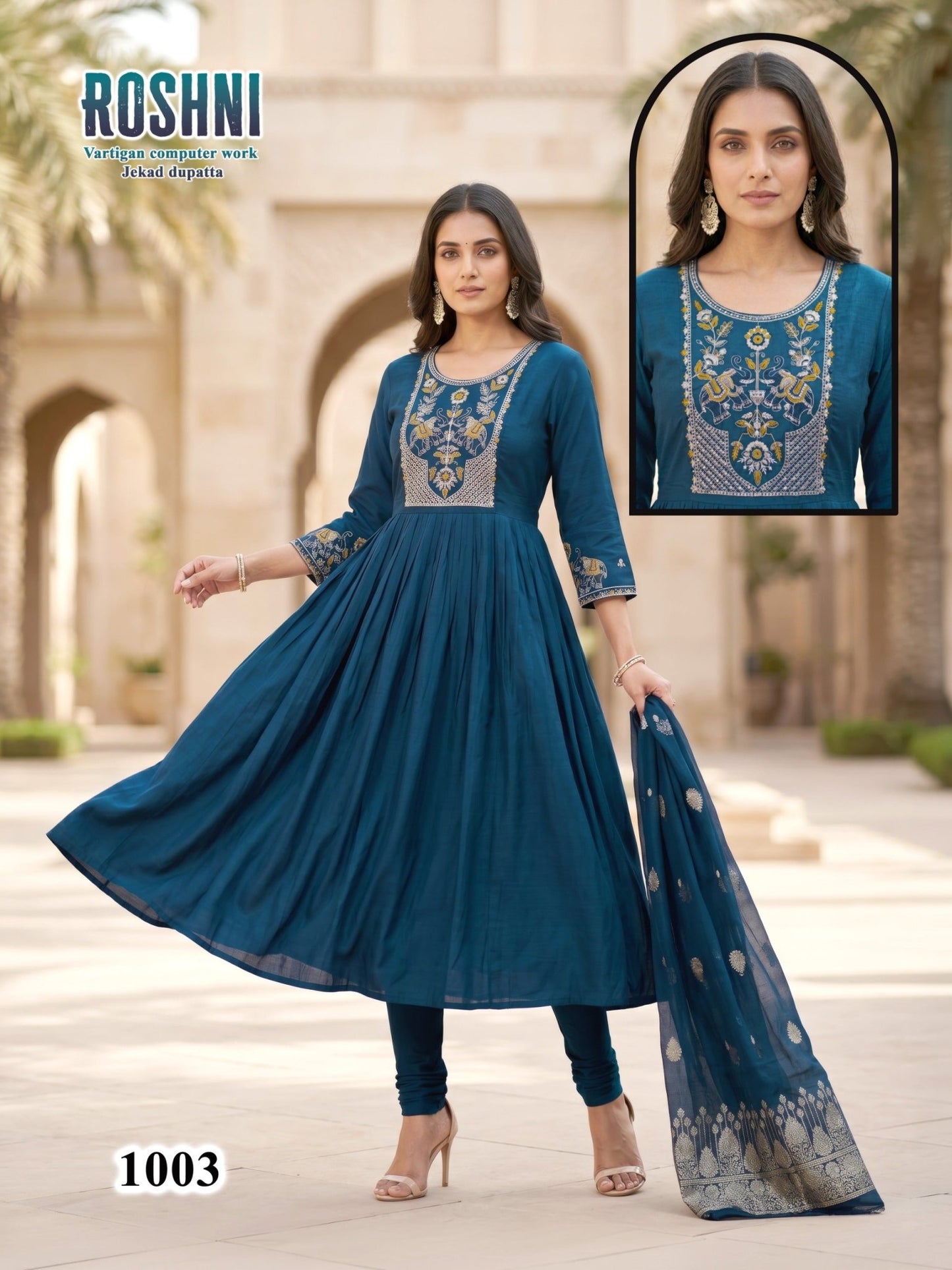 Amrah Wholesale Roshni D No 1001 To 08 Vatican Kurti Pant Dupatta Set - Amrah Wholesale