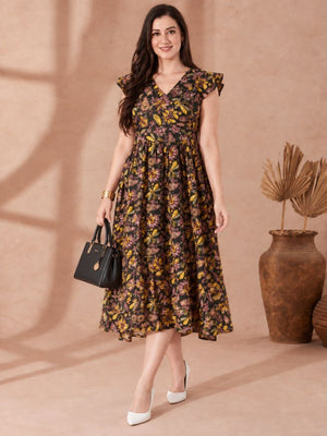 Amrah Wholesale S 5120 Yellow Cotton Blend Embossed Printed Kurti