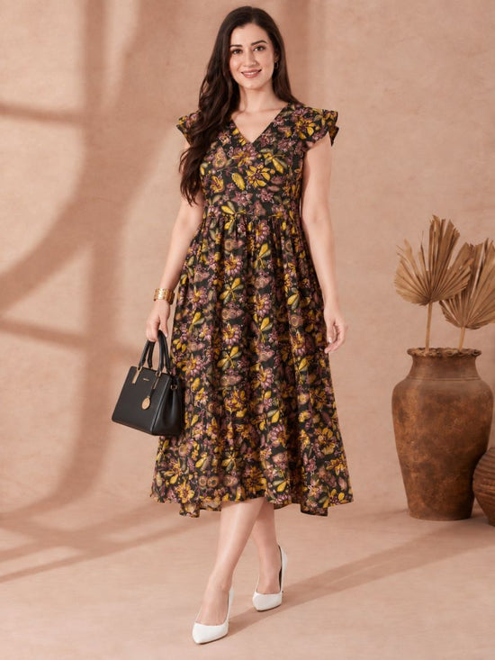 Amrah Wholesale S 5120 Yellow Cotton Blend Embossed Printed Kurti