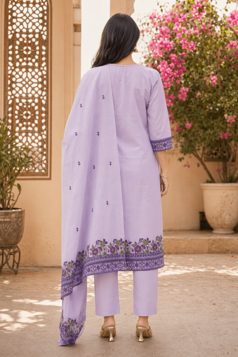 Amrah Wholesale Sa Gopi Cotton Jamdani Embroidered Kurti Pant Dupatta Set - Amrah Wholesale