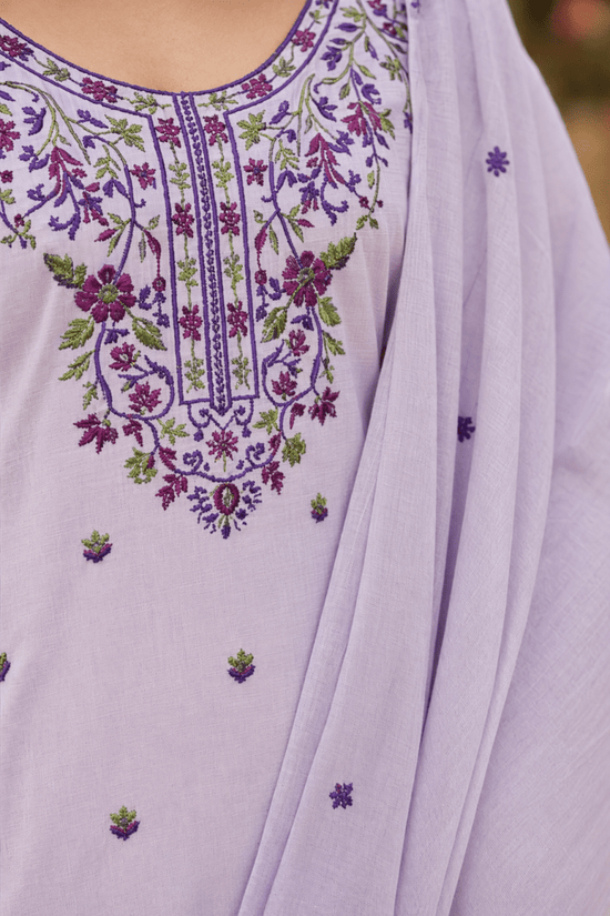 Amrah Wholesale Sa Gopi Cotton Jamdani Embroidered Kurti Pant Dupatta Set - Amrah Wholesale