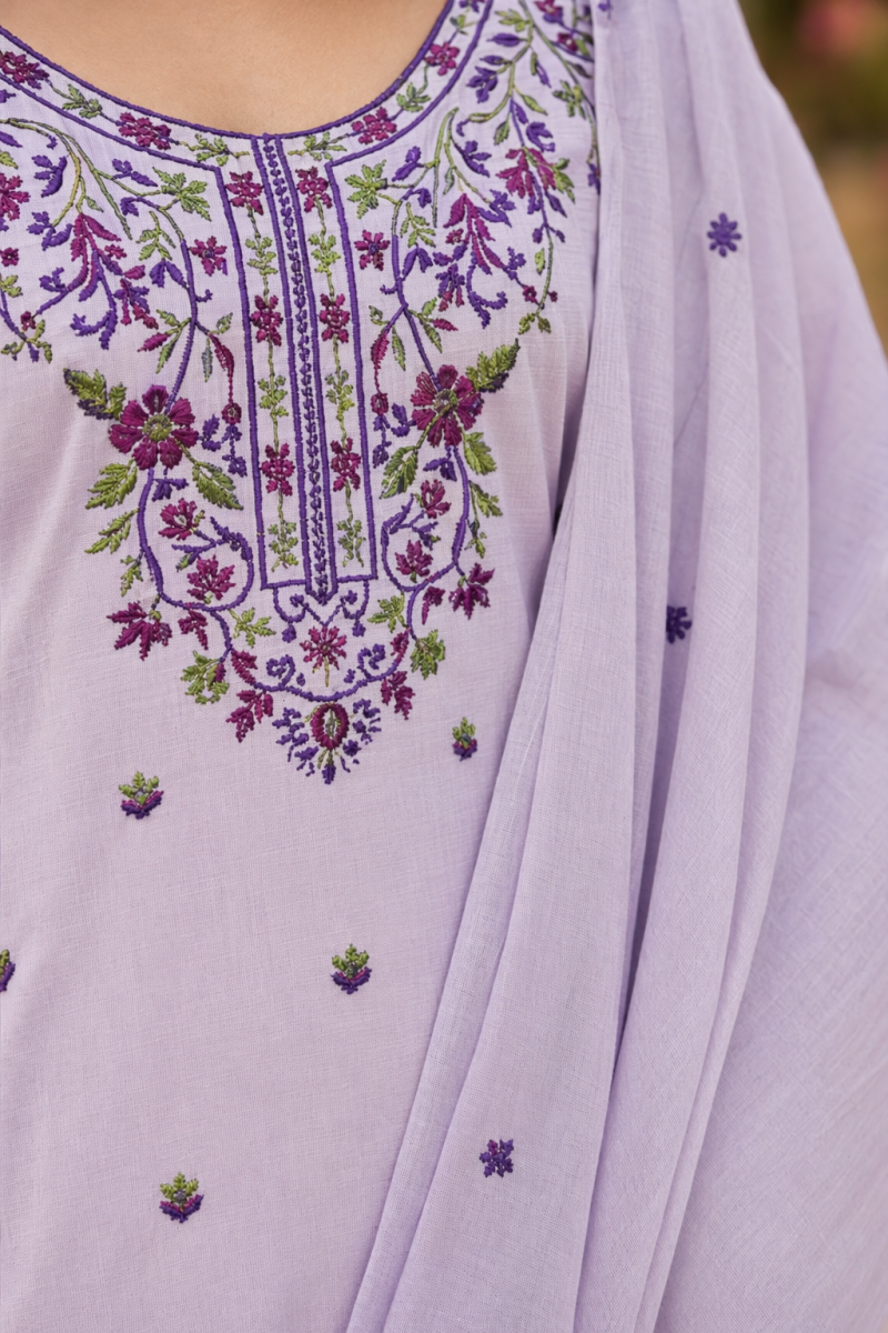 Amrah Wholesale Sa Gopi Cotton Jamdani Embroidered Kurti Pant Dupatta Set