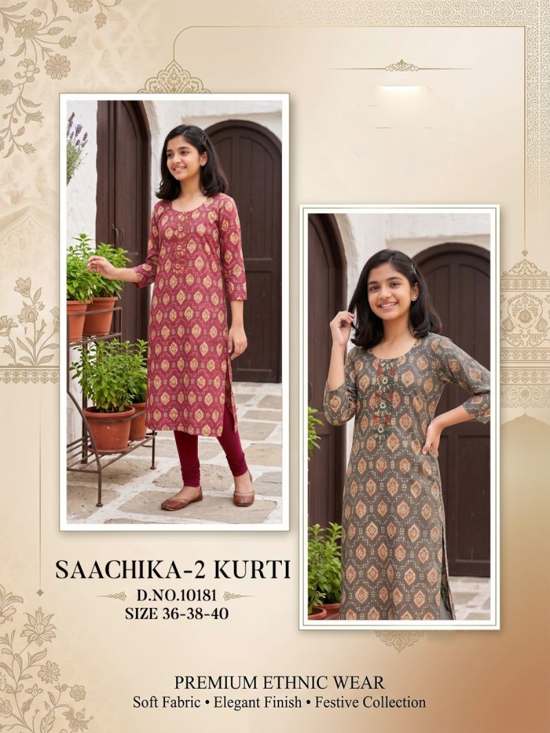 Amrah Wholesale Saachika 10180 And 10181 Capsule Foil Print Kurti