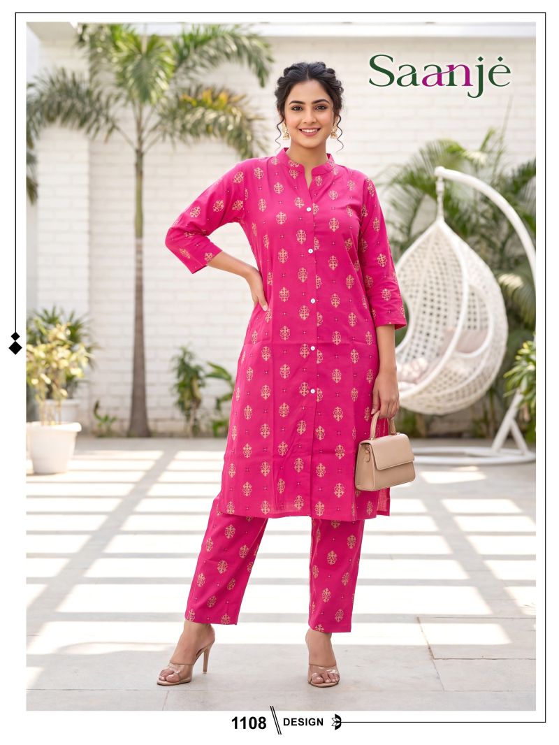 Amrah Wholesale Saanje Vol 10 Dhabu Cotton Kurti Pant Set