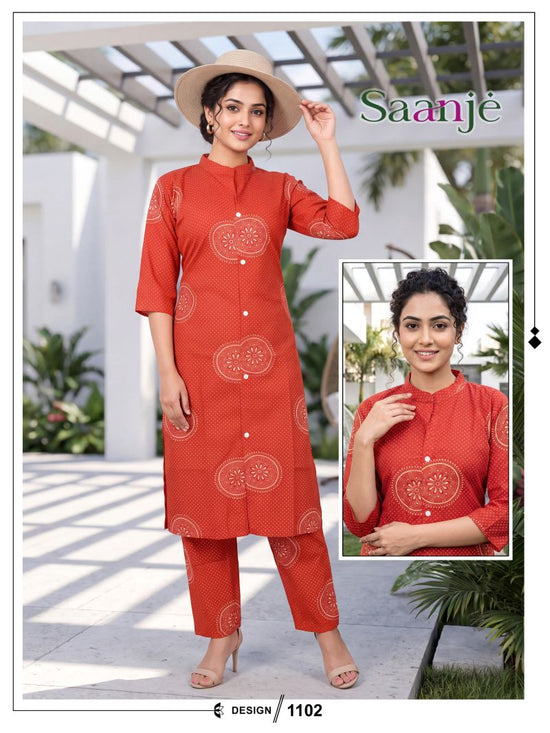 Amrah Wholesale Saanje Vol 10 Dhabu Cotton Kurti Pant Set