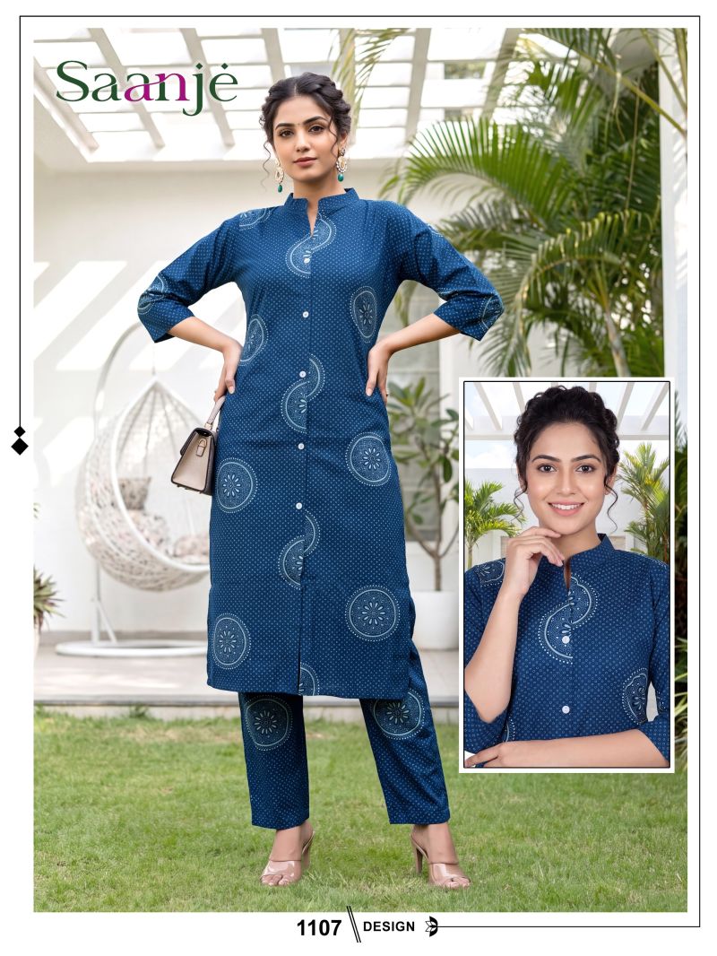 Amrah Wholesale Saanje Vol 10 Dhabu Cotton Kurti Pant Set