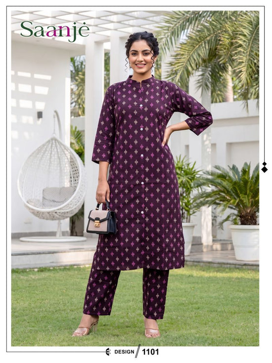 Amrah Wholesale Saanje Vol 10 Dhabu Cotton Kurti Pant Set