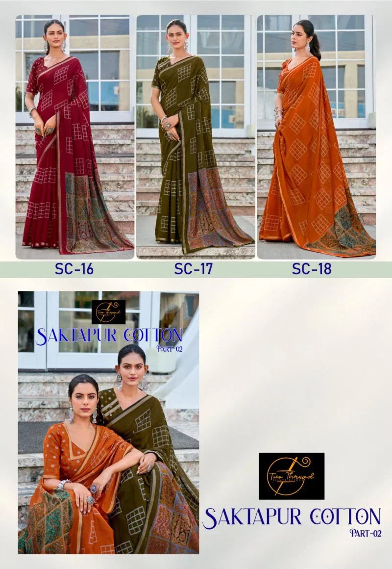 Amrah Wholesale Saktapur Cotton Part 2 Soft Cotton Silk Saree
