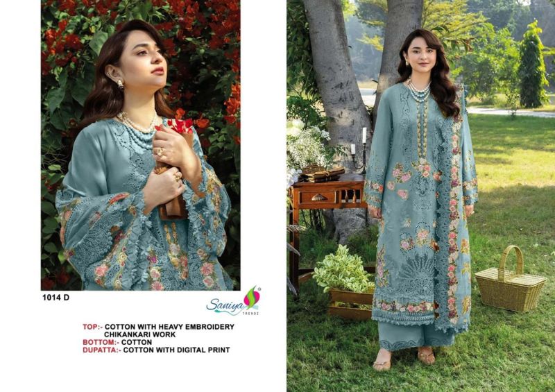 Saniya 1014 A To D Cotton Chikankari Suit