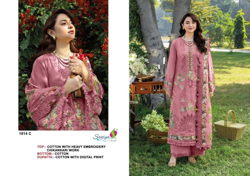 Saniya 1014 A To D Cotton Chikankari Suit