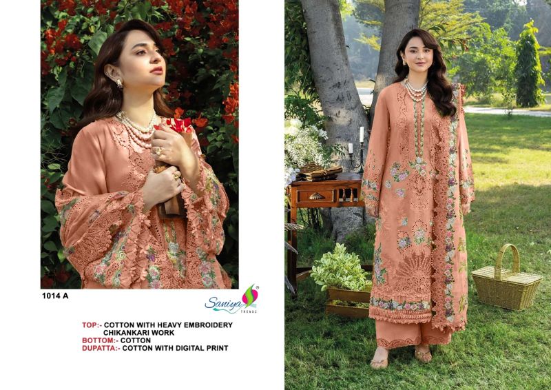 Saniya 1014 A To D Cotton Chikankari Suit
