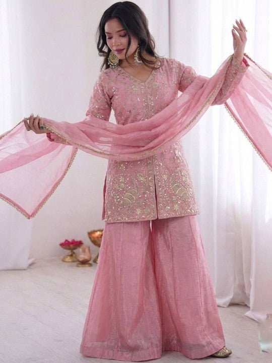 Amrah Wholesale Satkalini 01 Fendy Satin Embroidered Kurti Pant Dupatta Set - Amrah Wholesale