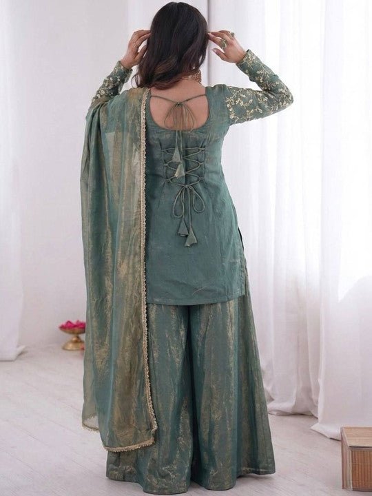 Amrah Wholesale Satkalini 01 Fendy Satin Embroidered Kurti Pant Dupatta Set - Amrah Wholesale
