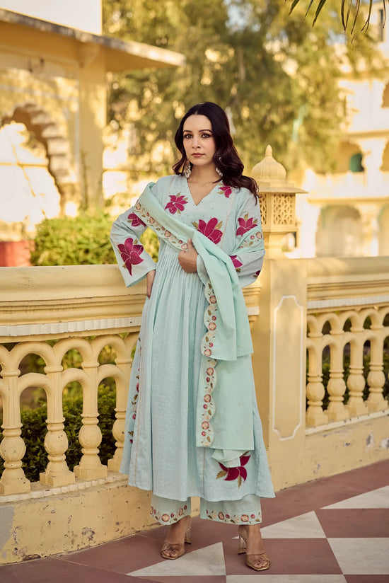 Amrah Wholesale Satkritee 01 Chanderi Embroidered Kurti Pant Dupatta Set
