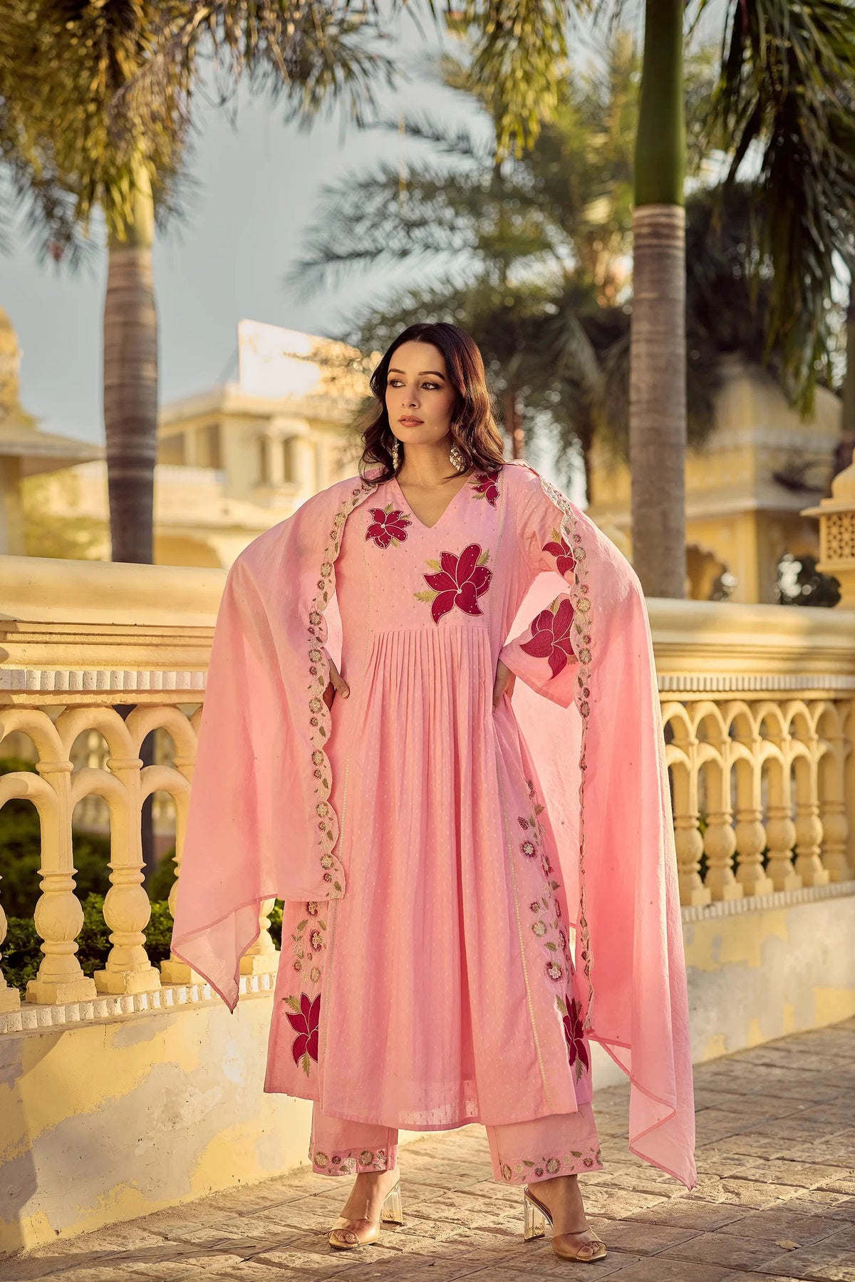 Amrah Wholesale Satkritee 01 Chanderi Embroidered Kurti Pant Dupatta Set