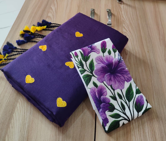 Amrah Wholesale Sccf Hearts Khadi Cotton Embroidered Saree