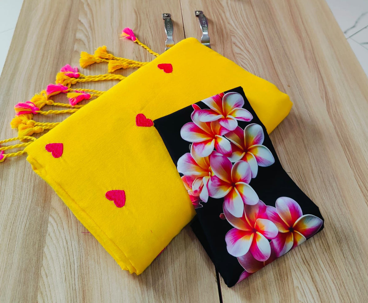 Amrah Wholesale Sccf Hearts Khadi Cotton Embroidered Saree