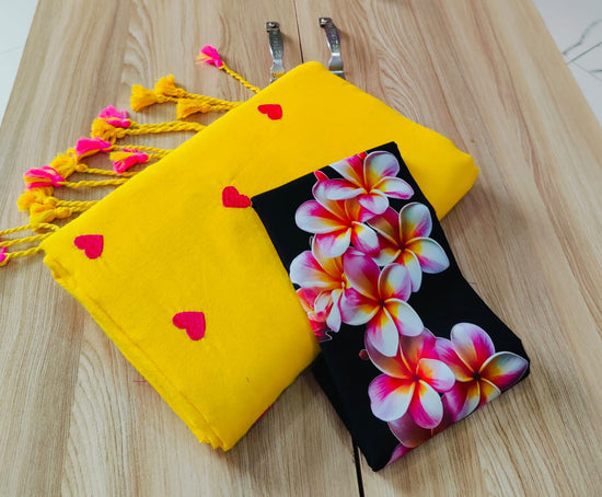 Amrah Wholesale Sccf Hearts Khadi Cotton Embroidered Saree